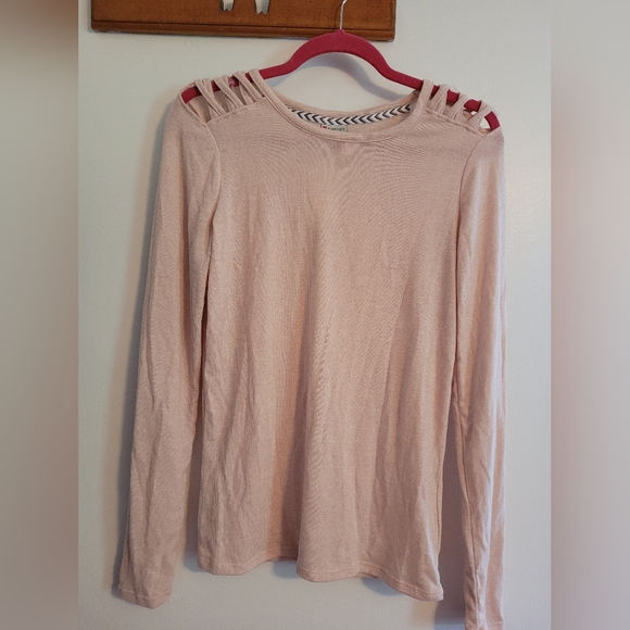 Pink Long Sleeve with Cut Out Shoulders - Picture 1 of 3